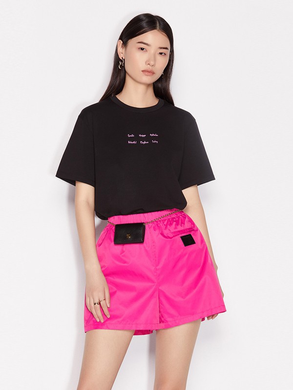 欧时力女装2023春夏季黑色T恤