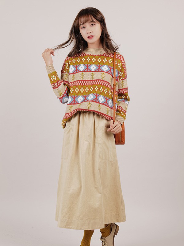 雅柔女装2023春夏季卡其色长裙