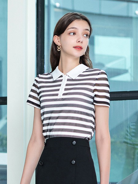 名师路女装2023春夏季白色polo衫