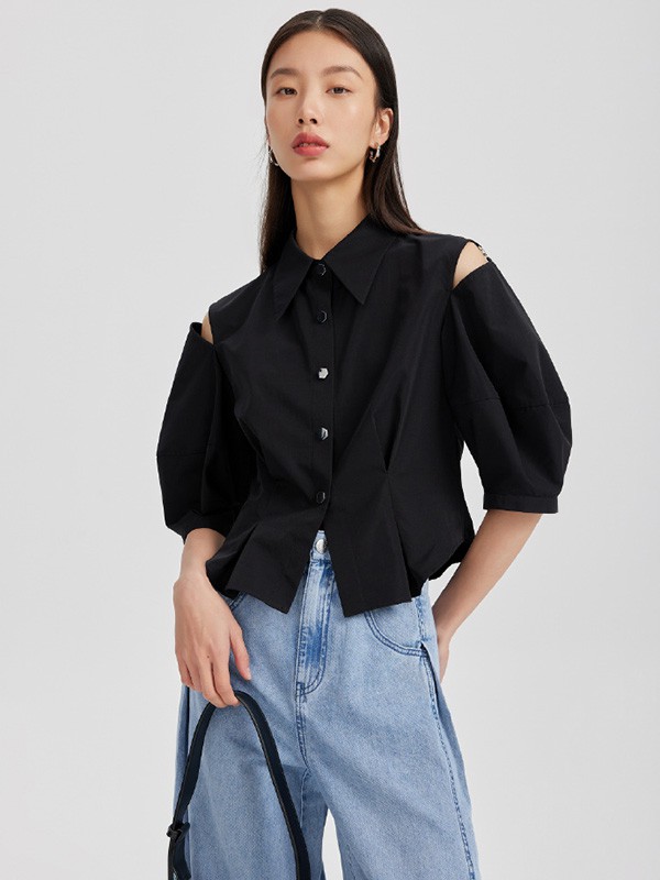 伊布都2023春夏季黑色衬衫