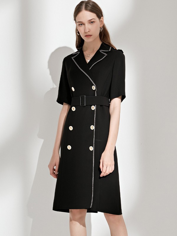 歌力思女装2023春夏季黑色连衣裙