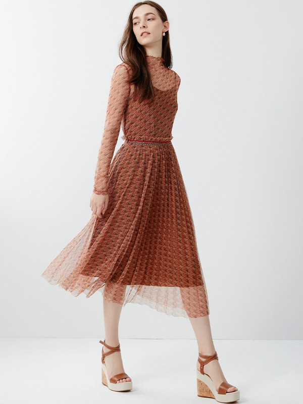 歌力思女装2023春夏季咖啡色连衣裙