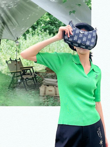 卡汶女装2023春夏季绿色polo衫