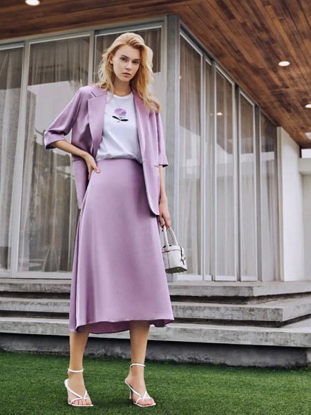 爱特爱女装2023春夏季紫色半身裙