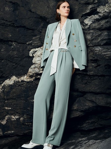 爱特爱女装2023春夏季绿色阔腿裤