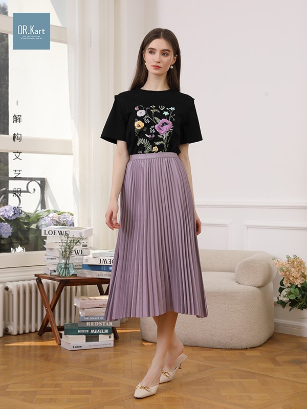 OR.Kart2023春夏季紫色百褶裙