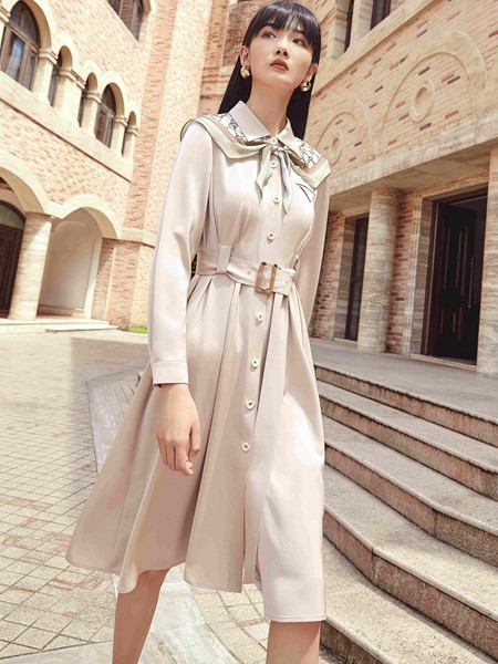 凡恩女装2023春夏季白色衬衫裙