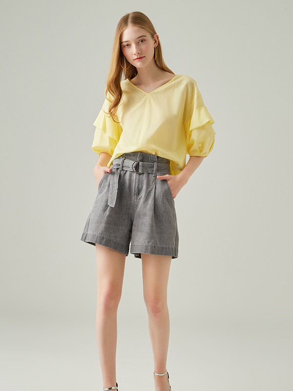 慧兰2023春夏季黄色T恤