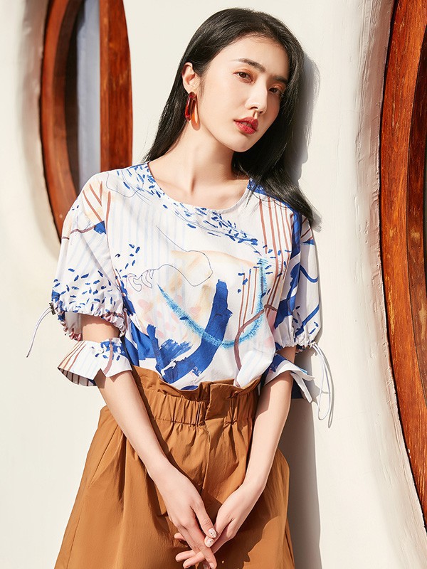 慧兰女装2023春夏季白色T恤