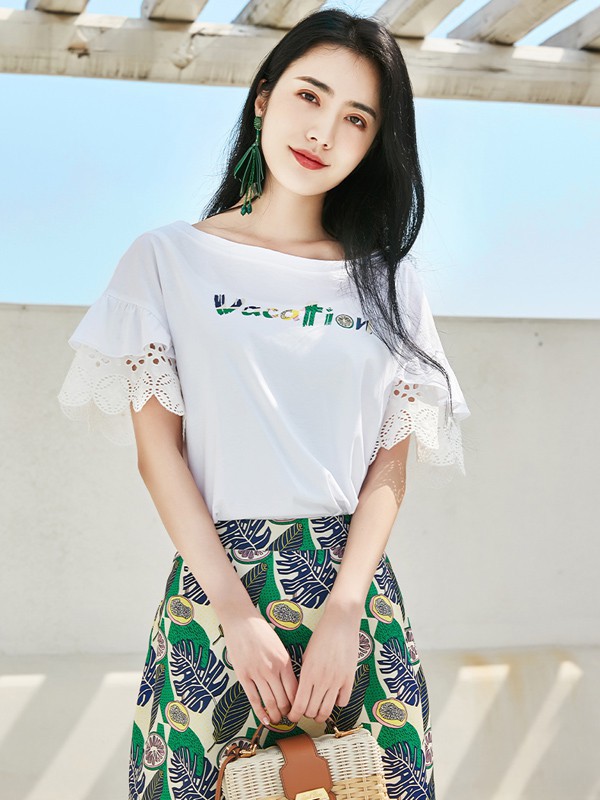 慧兰2023春夏季白色T恤