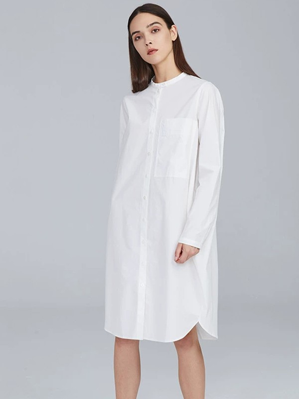 马艳丽2023春夏季白色衬衫裙