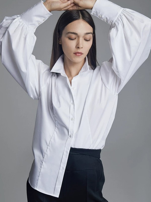 马艳丽2023春夏季白色衬衫