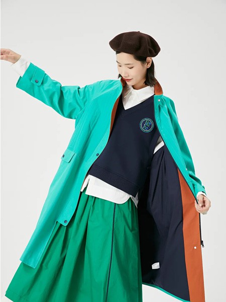 法路易娜女装2022秋冬季绿色大衣