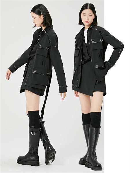 法路易娜女装2022秋冬季黑色短裤