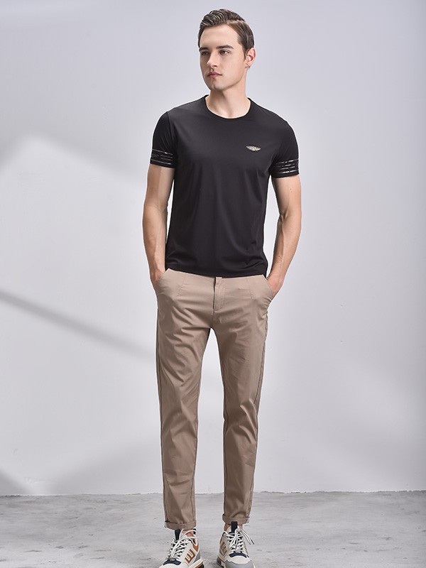 恩咖男装2023春夏季黑色T恤
