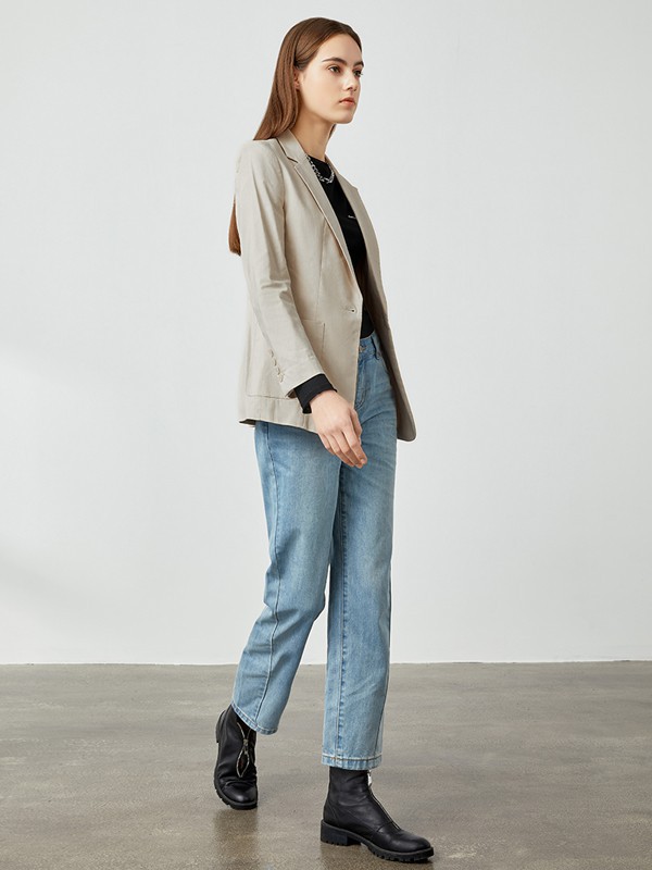 岁月如歌/艾诺丝雅诗女装2023春夏季蓝色长裤