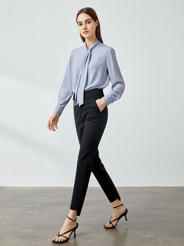 岁月如歌/艾诺丝雅诗女装2023春夏季灰色衬衫