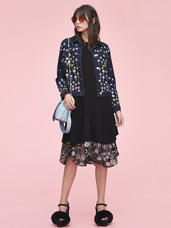 慕诗女装2023春夏季黑色连衣裙