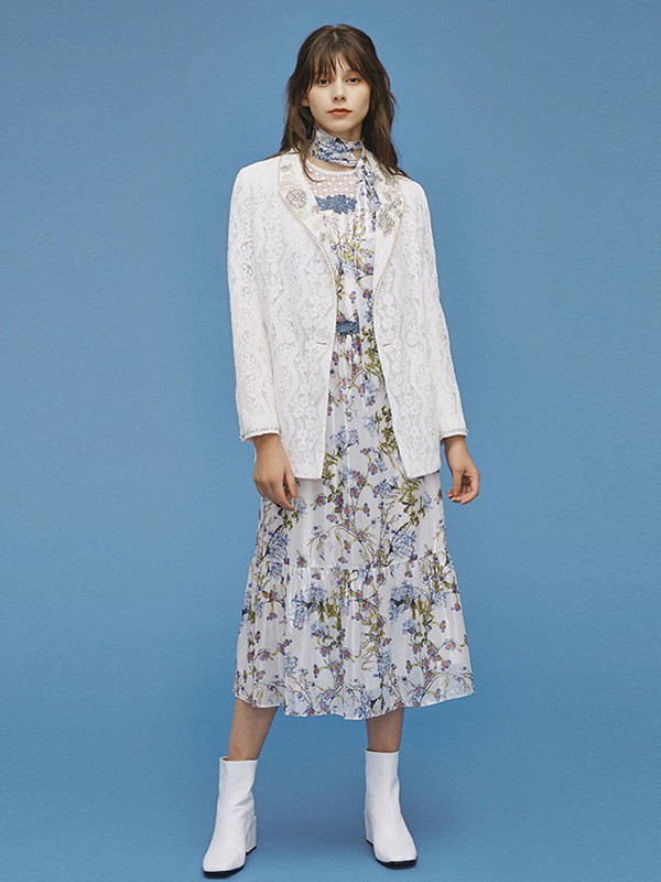 慕诗女装2023春夏季白色连衣裙