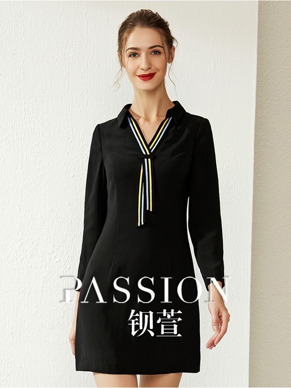 钡萱女装2022春夏季黑色连衣裙
