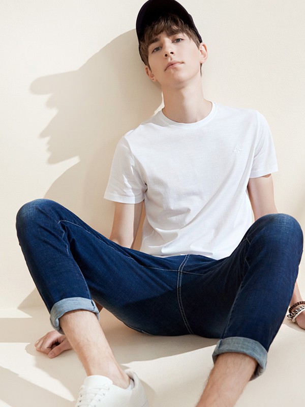 莱克斯顿男装2023春夏季白色T恤