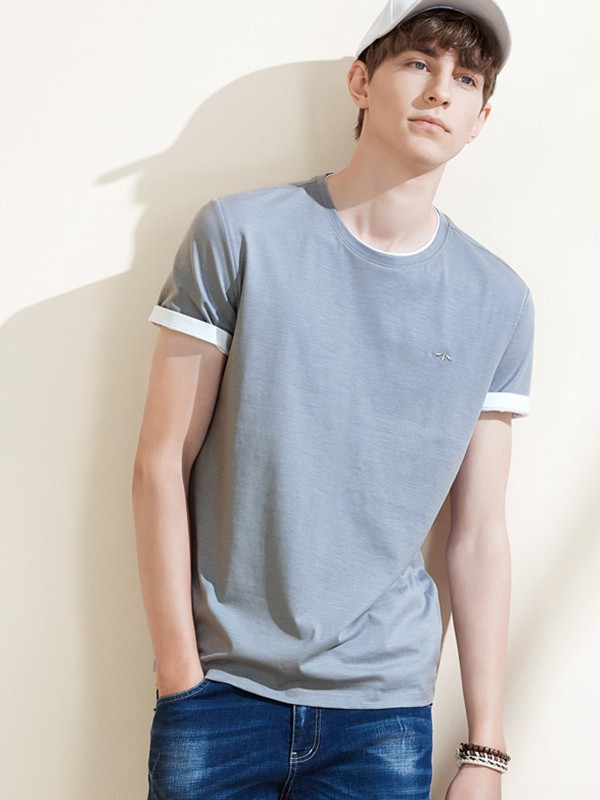 莱克斯顿男装2023春夏季灰色T恤