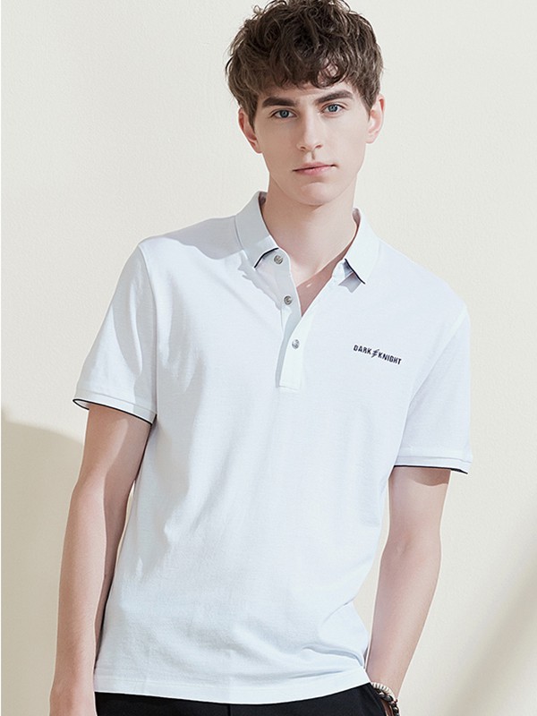 莱克斯顿男装2023春夏季白色polo衫