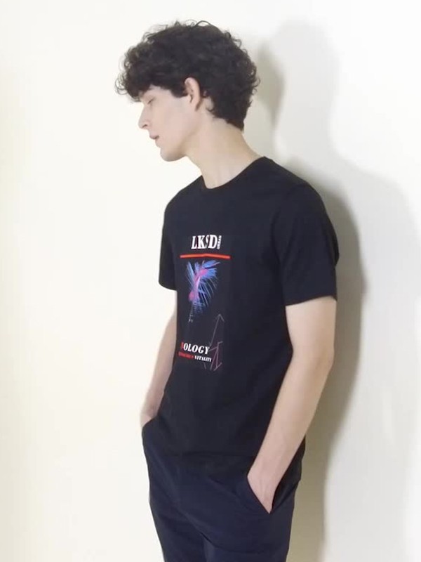 莱克斯顿男装2023春夏季黑色T恤