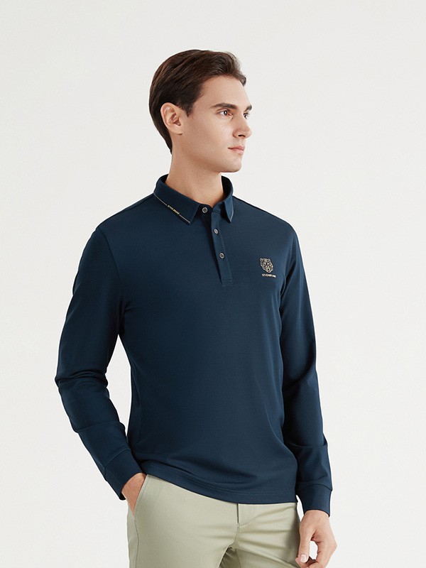 柒牌男装2023春夏季藏蓝色polo衫