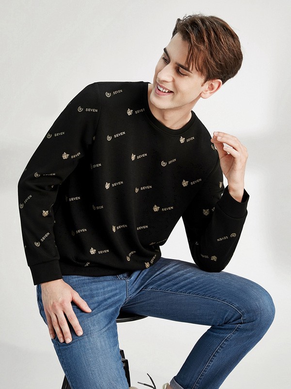 柒牌男装2023春夏季黑色T恤