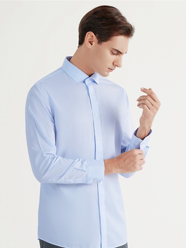 柒牌男装2023春夏季蓝色衬衫
