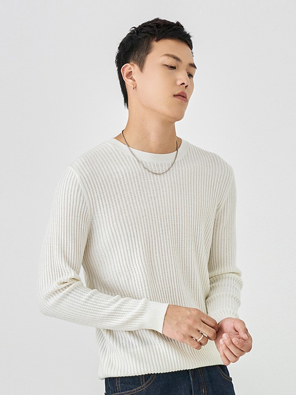 a.b.x男装2023春夏季白色毛衣