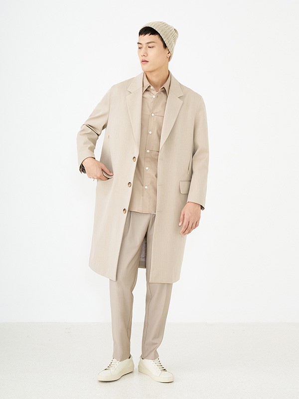 a.b.x男装2023春夏季卡其色大衣