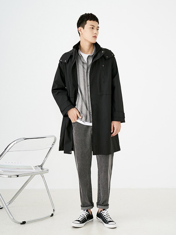 a.b.x男装2023春夏季黑色大衣