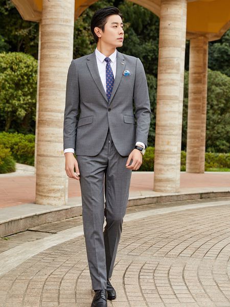老爷车男装2023春夏季灰色西装