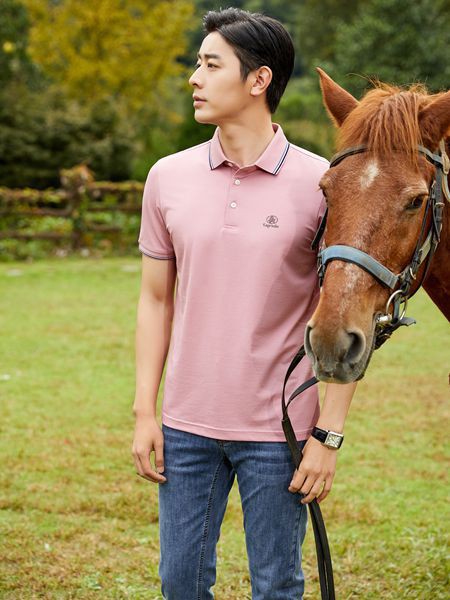 老爷车男装2023春夏季粉色polo衫