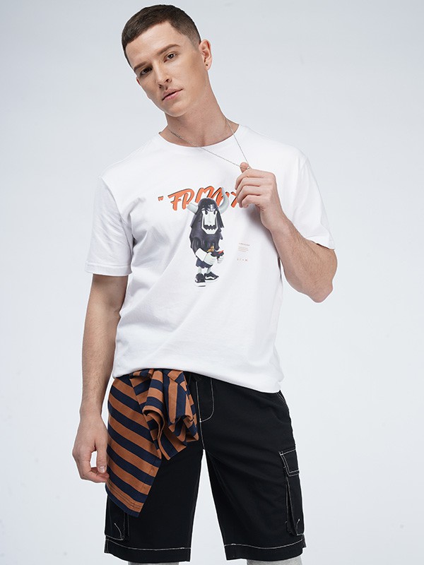 骆豪 男装2023春夏季白色T恤