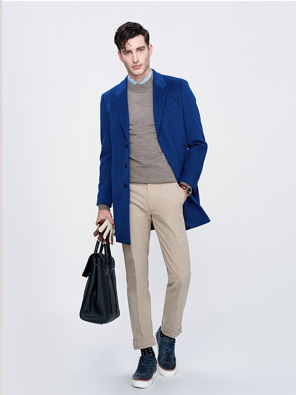 乔顿2022秋冬季藏蓝色大衣