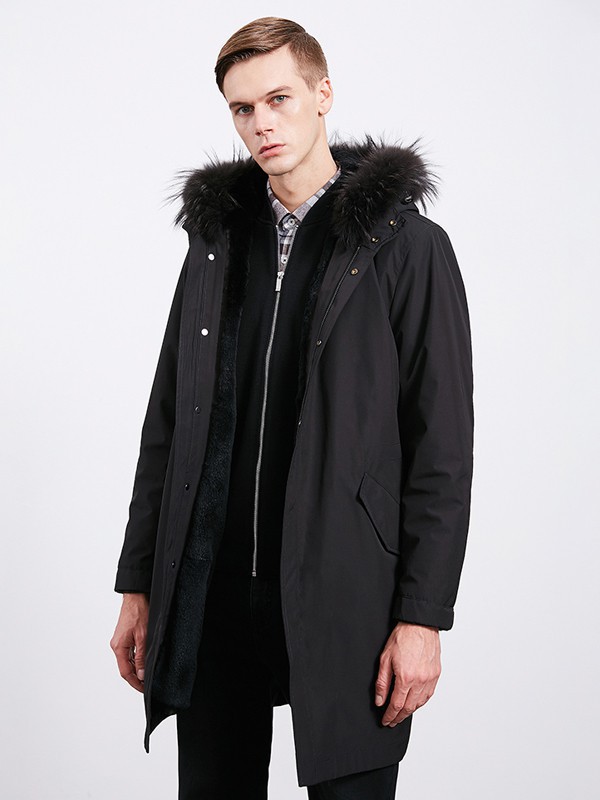 沙驰男装2022秋冬季黑色派克服
