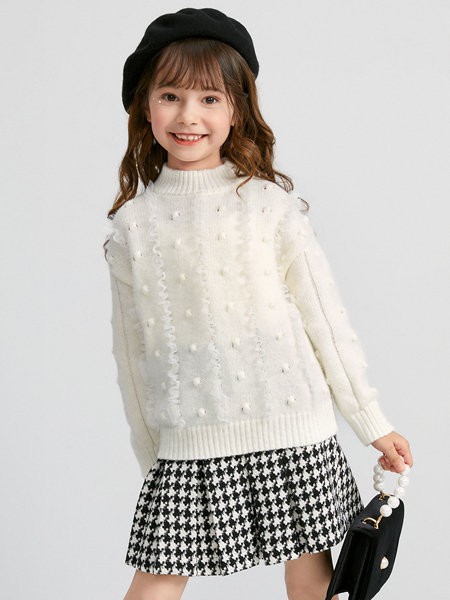 笛莎童装2023春夏季白色毛衣