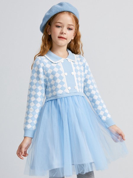 笛莎童装2023春夏季蓝色连衣裙