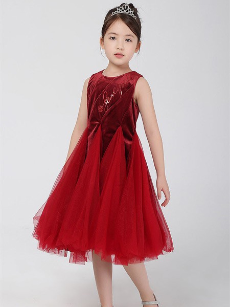 法纳贝儿 2023春夏季酒红色连衣裙