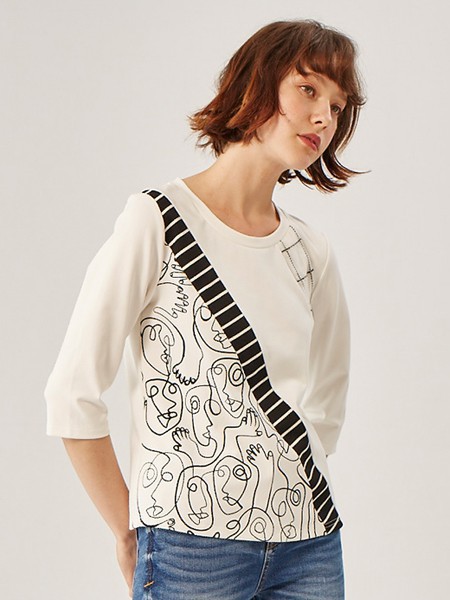 巧帛女装2023春夏季白色T恤