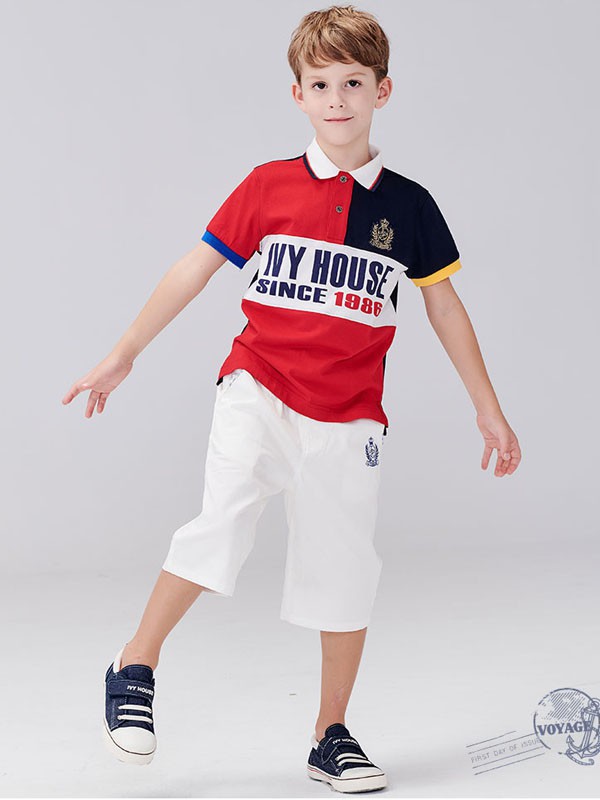 常春藤童装2023春夏季拼色polo衫