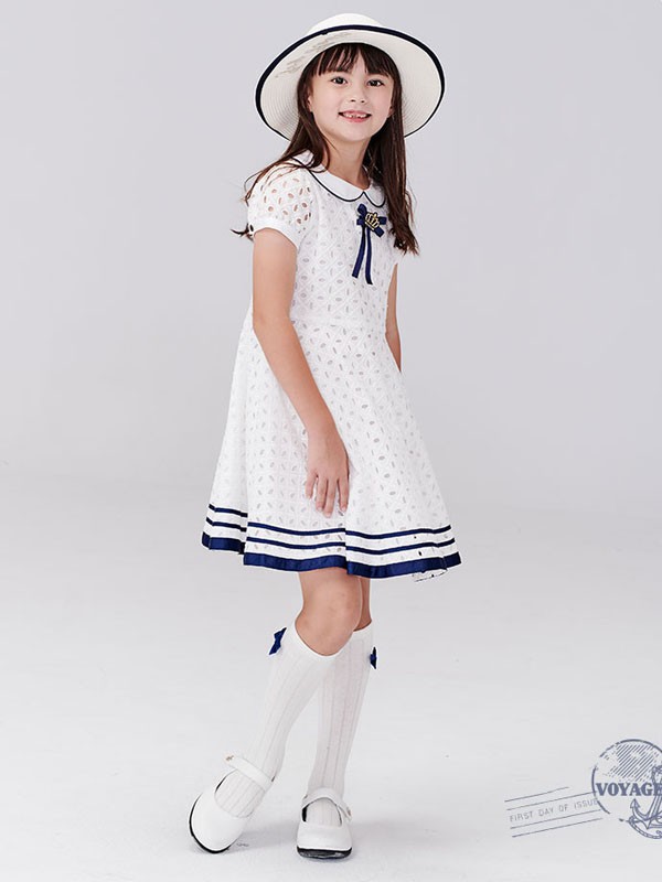 常春藤童装2023春夏季白色连衣裙