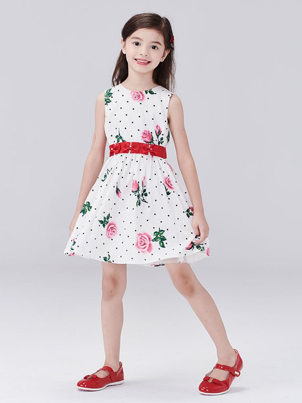 常春藤童装2023春夏季白色连衣裙