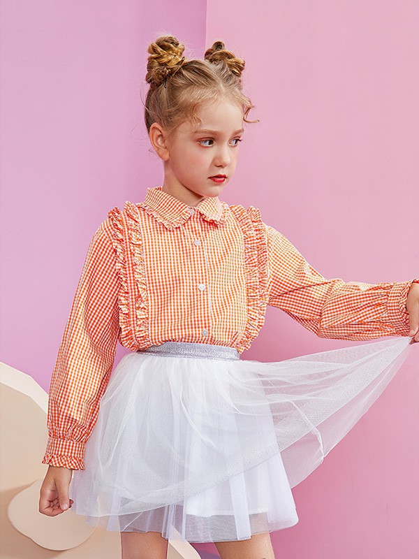 青蛙皇子2023春夏季橙色衬衫