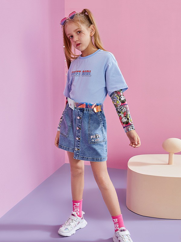 青蛙皇子2023春夏季蓝色T恤