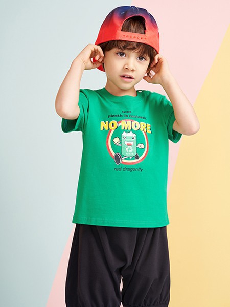 红蜻蜓童装2023春夏季绿色T恤