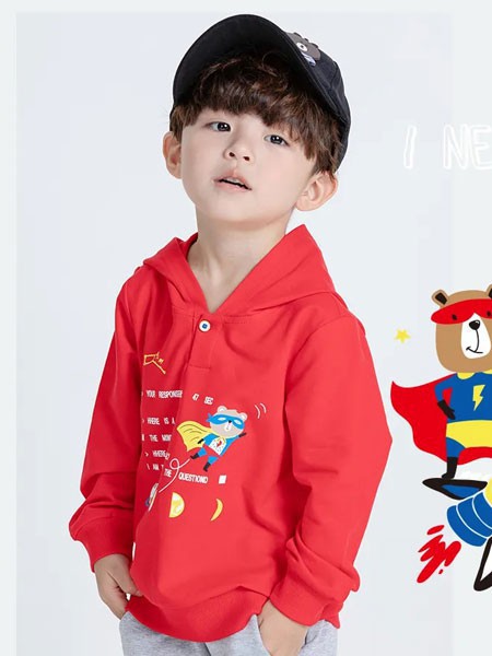 力果童装2023春夏季红色卫衣